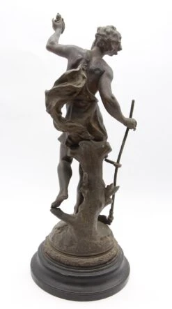 Bronze C.H Levy Hunter Man Sculpture With Wooden Base -OGT Sale Store q278586 09