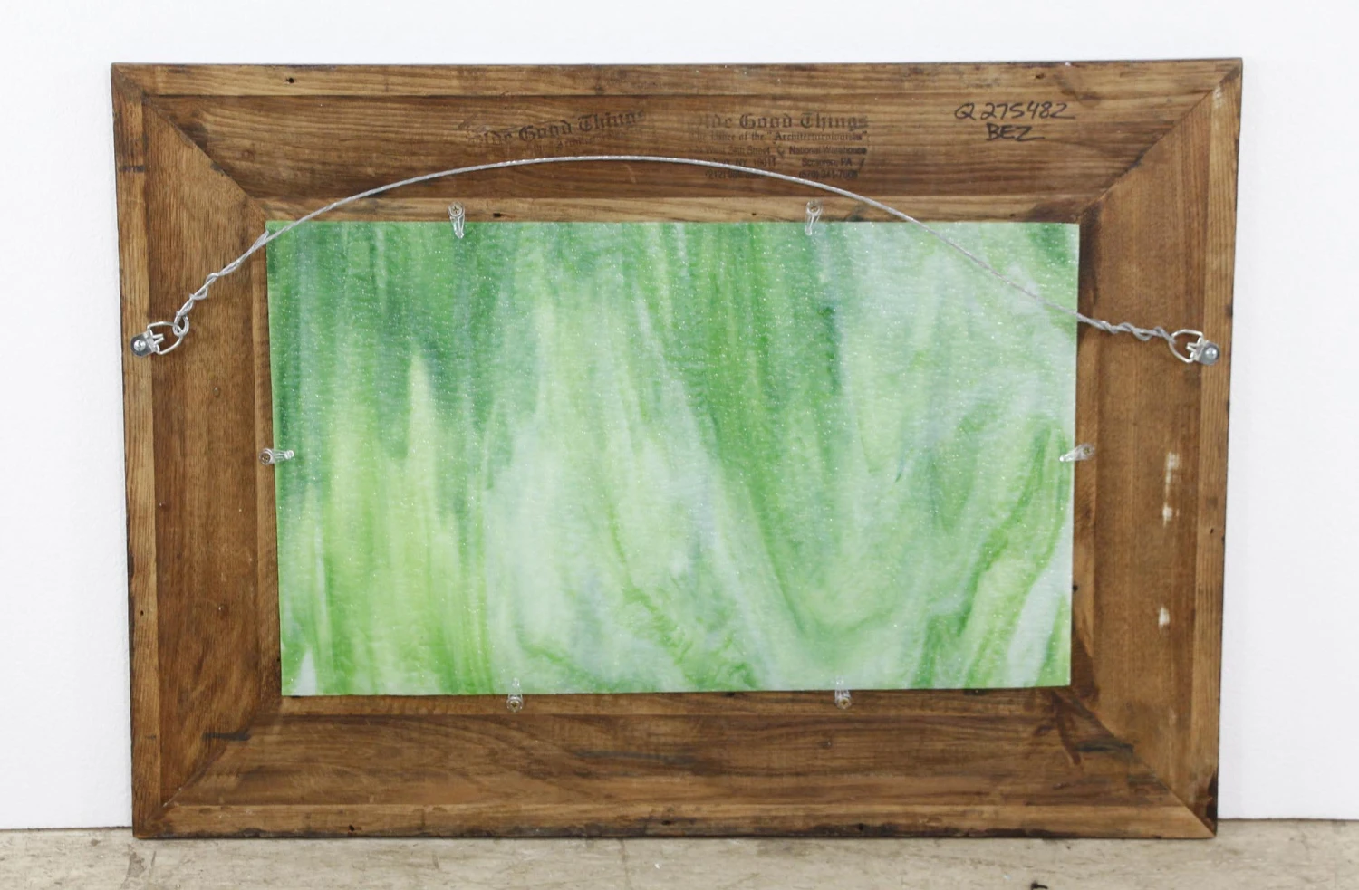 Wood Framed Green Stained Glass Wall Hanging 7 Wood Framed Green Stained Glass Wall Hanging - Image 5