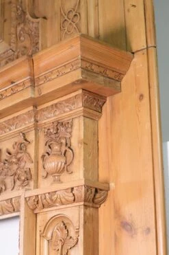 Vintage Carved Pine Floral Rococo Mantel With Over Mantel Molding 25 Vintage Carved Pine Floral Rococo Mantel With Over Mantel Molding -OGT Sale Store q278655 09
