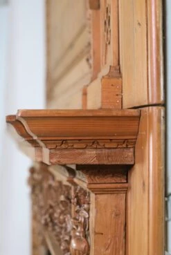 Vintage Carved Pine Floral Rococo Mantel With Over Mantel Molding 30 Vintage Carved Pine Floral Rococo Mantel With Over Mantel Molding -OGT Sale Store q278655 14