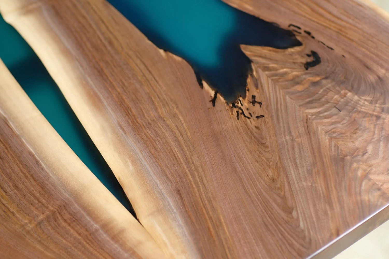 Handcrafted 11 Ft. Live Edge Butterfly Walnut & River Dining Table 7 Handcrafted 11 Ft. Live Edge Butterfly Walnut & River Dining Table - Image 5