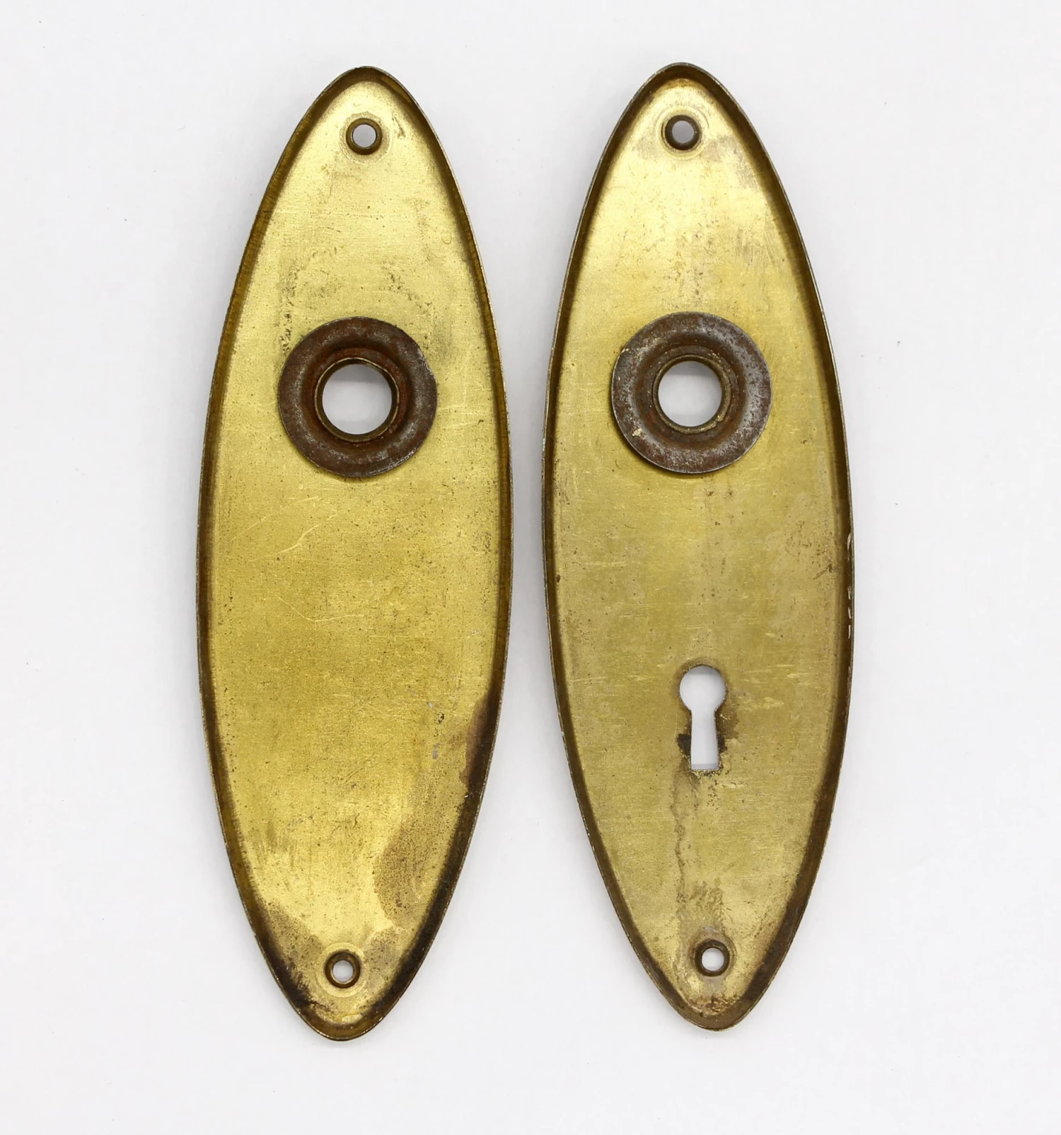 Pair Of 7 In. Textured Brass Oval Door Back Plates 6 Pair Of 7 In. Textured Brass Oval Door Back Plates - Image 4