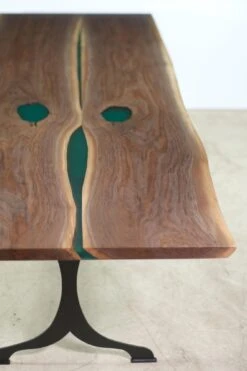 Handcrafted 11 Ft. Live Edge Walnut Dining Table With Steel Wishbone Legs 26 Handcrafted 11 Ft. Live Edge Walnut Dining Table With Steel Wishbone Legs -OGT Sale Store q278836 11