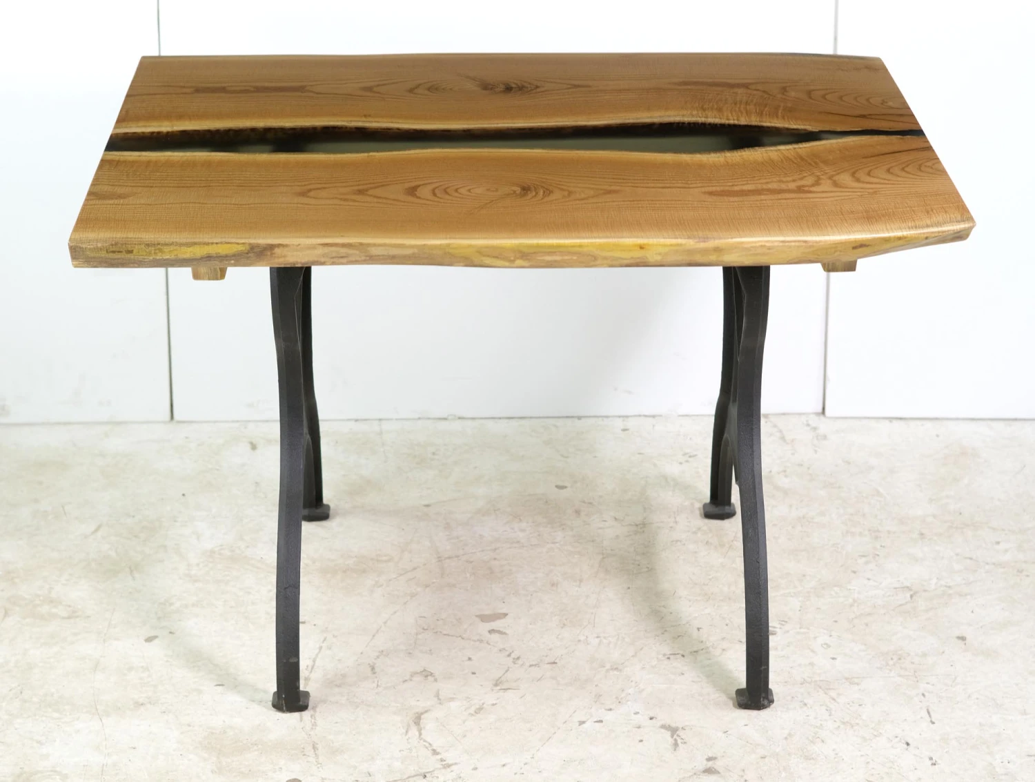 Handcrafted 4 Ft. Chestnut Live Edge Resin Brooklyn Leg Dining Table 6 Handcrafted 4 Ft. Chestnut Live Edge Resin Brooklyn Leg Dining Table - Image 4