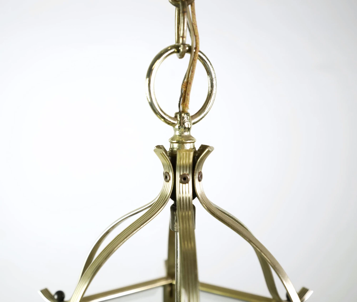 Vintage Traditional Glass Panel Brass Hanging Lantern 7 Vintage Traditional Glass Panel Brass Hanging Lantern - Image 5