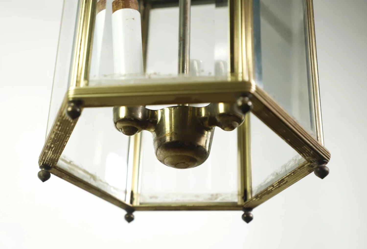 Vintage Traditional Glass Panel Brass Hanging Lantern 9 Vintage Traditional Glass Panel Brass Hanging Lantern - Image 7