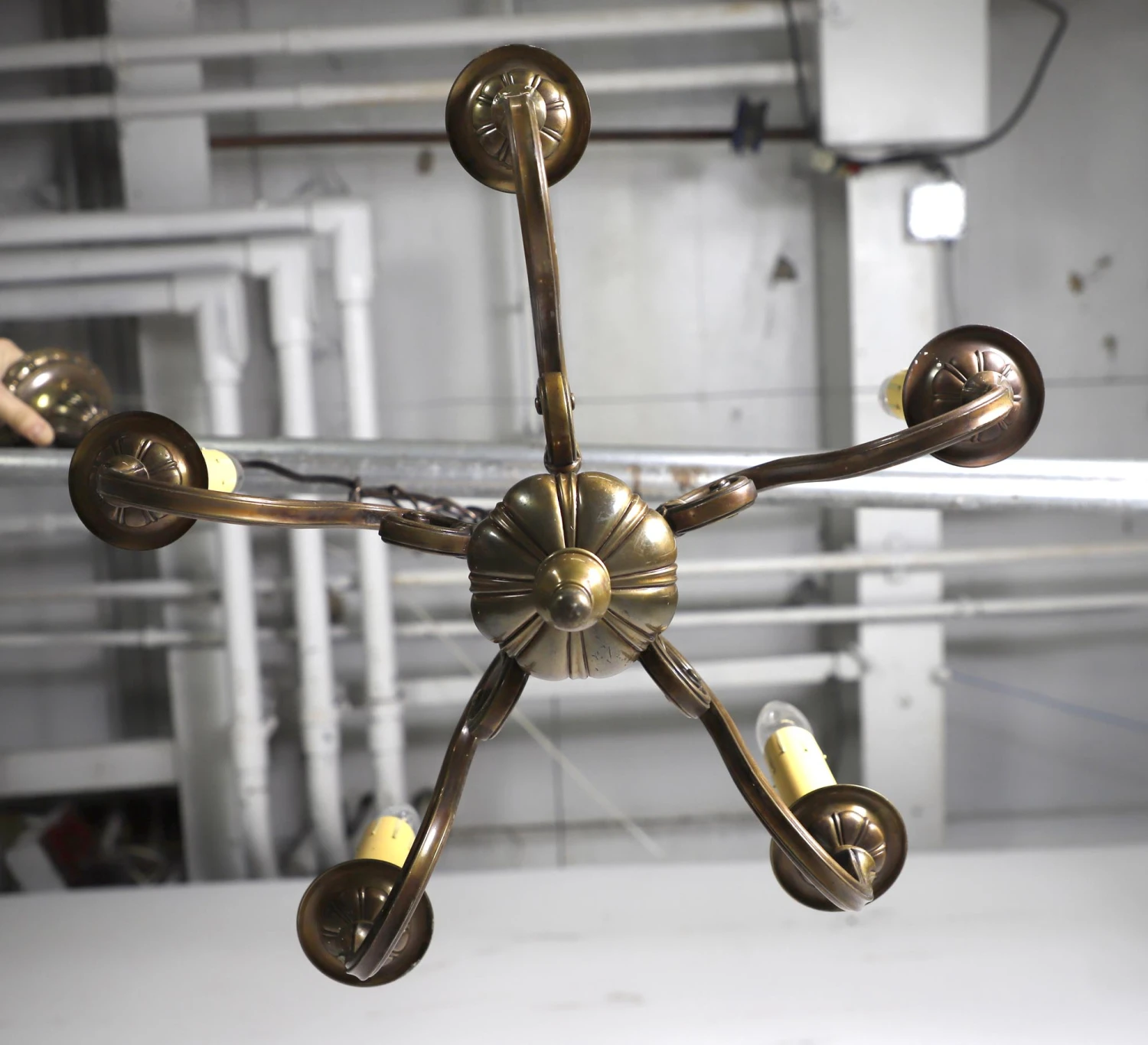 Antique Traditional Solid Bronze 5 Arm Candlestick Chandelier 6 Antique Traditional Solid Bronze 5 Arm Candlestick Chandelier - Image 4