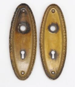 Pair Of 7 In. Copper Plated Brass Keyhole Door Back Plates 9 Pair Of 7 In. Copper Plated Brass Keyhole Door Back Plates -OGT Sale Store q279101 04