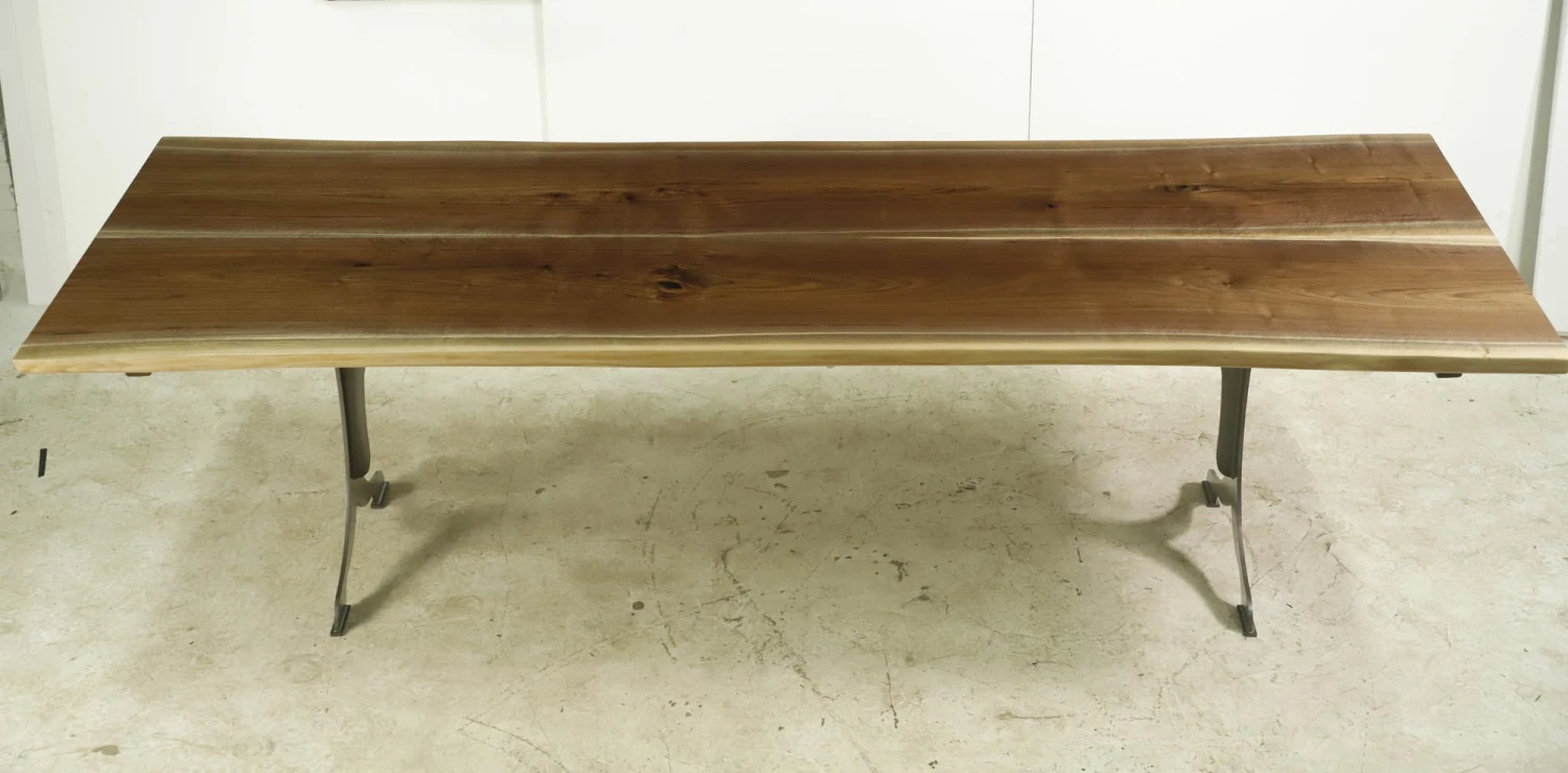 Handcrafted 9 Ft. Live Edge Walnut Steel Wishbone Legs Dining Table 7 Handcrafted 9 Ft. Live Edge Walnut Steel Wishbone Legs Dining Table - Image 5