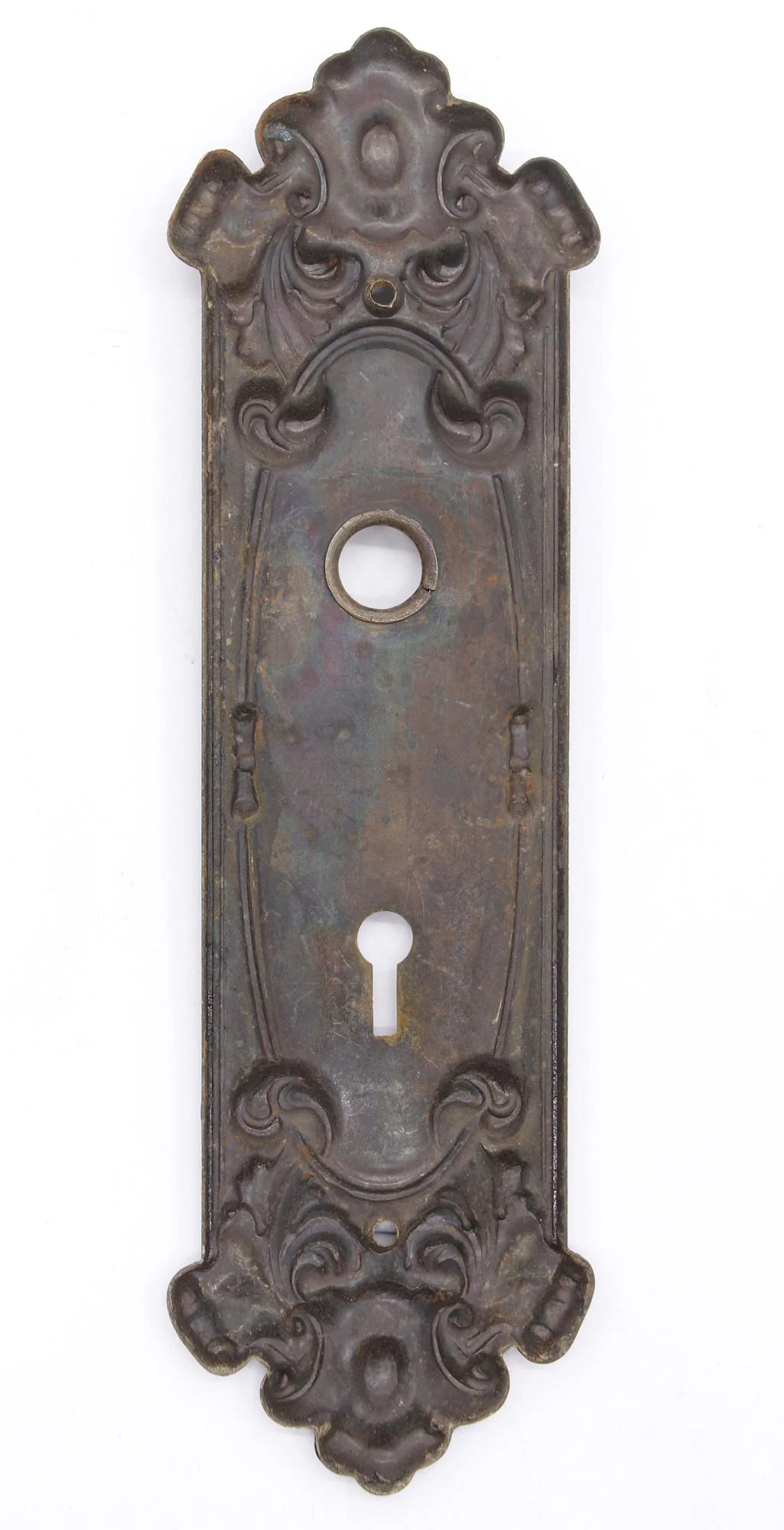 Antique 8.75 In. Pressed Steel Victorian Door Back Plate 6 Antique 8.75 In. Pressed Steel Victorian Door Back Plate - Image 4