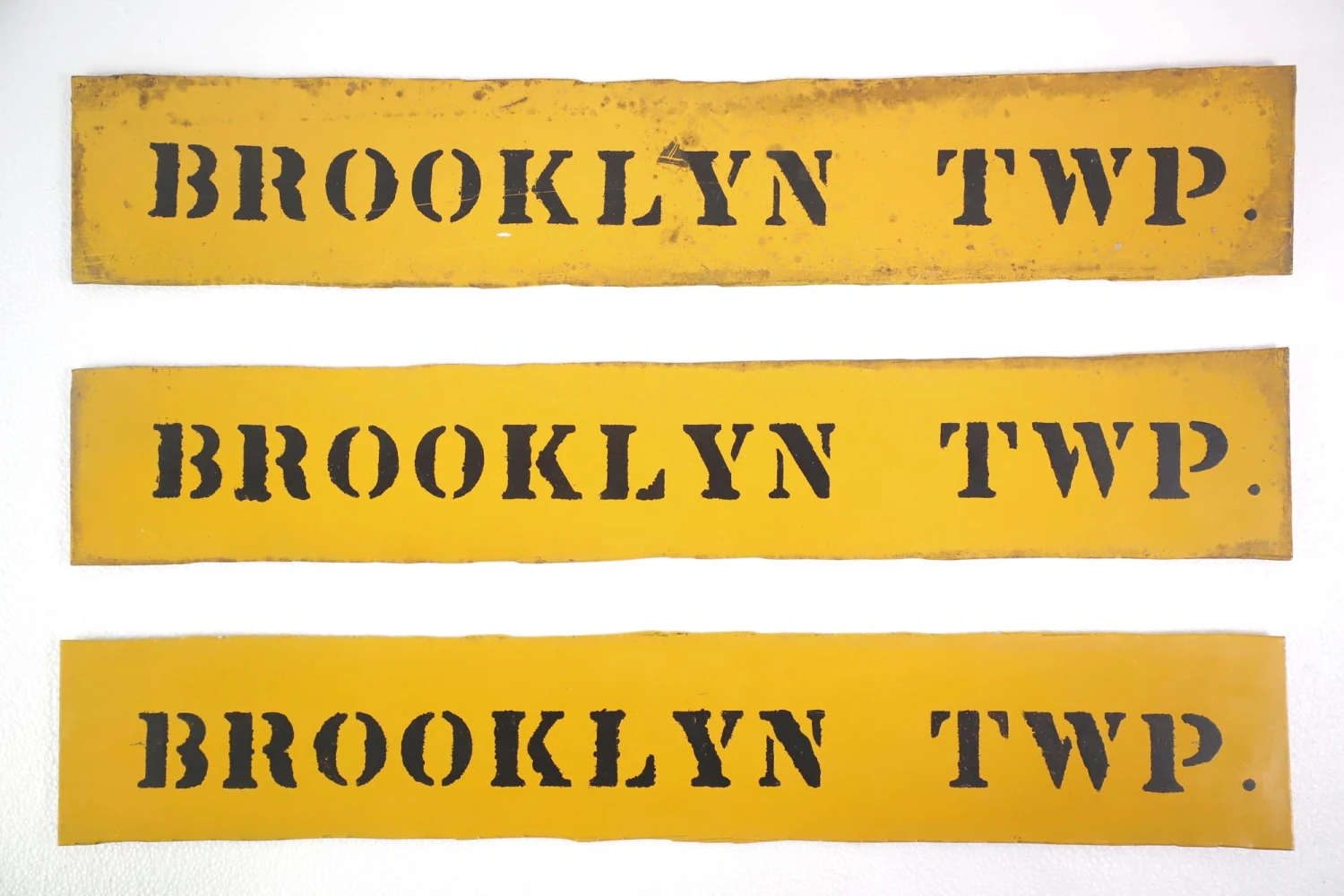 Vintage 24 In. Yellow Enameled Brooklyn TWP Street Sign 7 Vintage 24 In. Yellow Enameled Brooklyn TWP Street Sign - Image 5