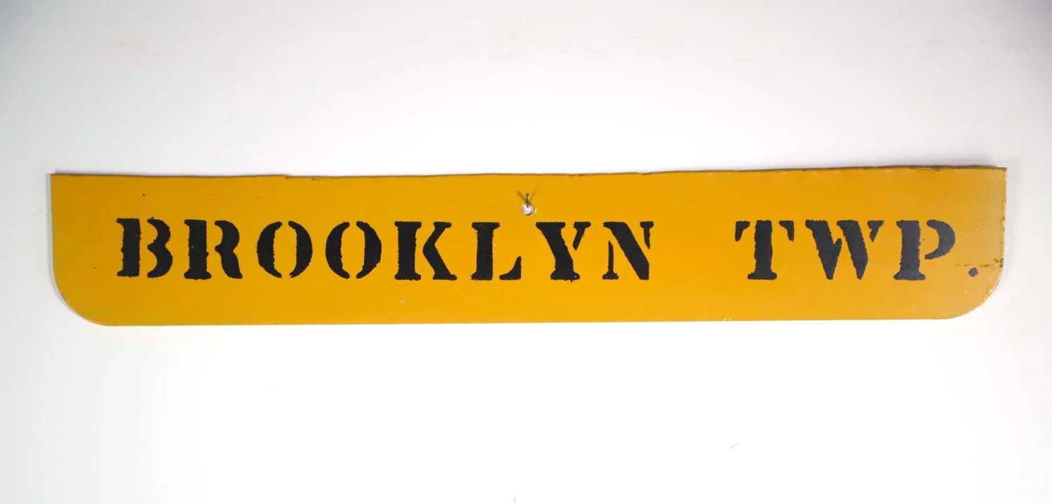 Vintage 24 In. Yellow Enameled Brooklyn TWP With Black Lettering 7 Vintage 24 In. Yellow Enameled Brooklyn TWP With Black Lettering - Image 5