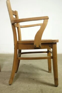 Pair Of National Store Fixture Co. Ladderback Maple Arm Chairs 15 Pair Of National Store Fixture Co. Ladderback Maple Arm Chairs -OGT Sale Store q279265 05