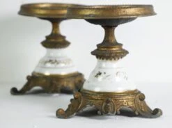 Pair Of French Spelter & Ceramic Oil Lamp Holders -OGT Sale Store q279304 04