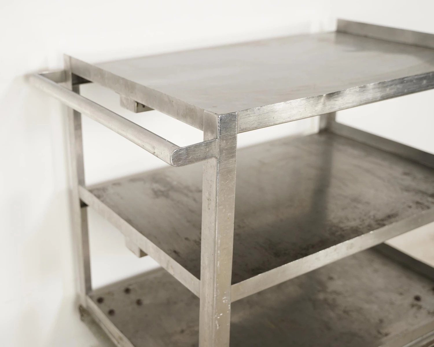 Reclaimed 3 Tier Stainless Steel Service Cart With Handle 11 Reclaimed 3 Tier Stainless Steel Service Cart With Handle - Image 9