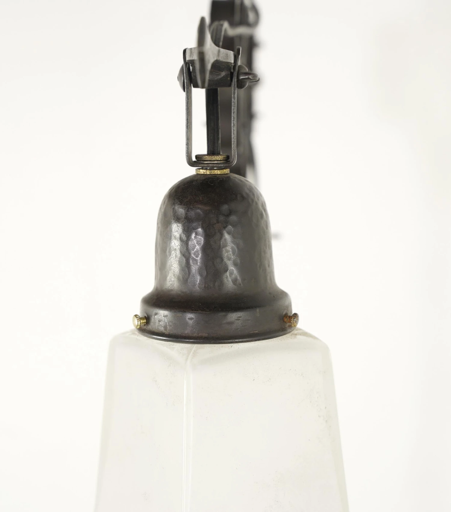 1910s Wrought Iron & Down Shade Glass Adjustable Floor Lamp 7 1910s Wrought Iron & Down Shade Glass Adjustable Floor Lamp - Image 5