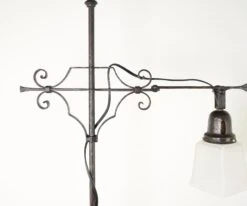 1910s Wrought Iron & Down Shade Glass Adjustable Floor Lamp 21 1910s Wrought Iron & Down Shade Glass Adjustable Floor Lamp -OGT Sale Store q279855 06