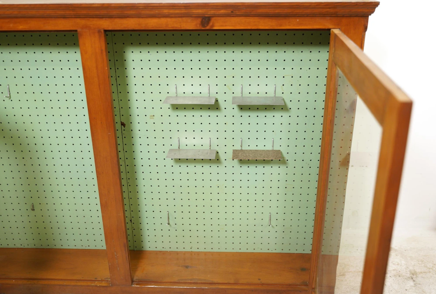 Reclaimed Peg Board Storage Glass Doors Wall Cabinet 8 Reclaimed Peg Board Storage Glass Doors Wall Cabinet - Image 6