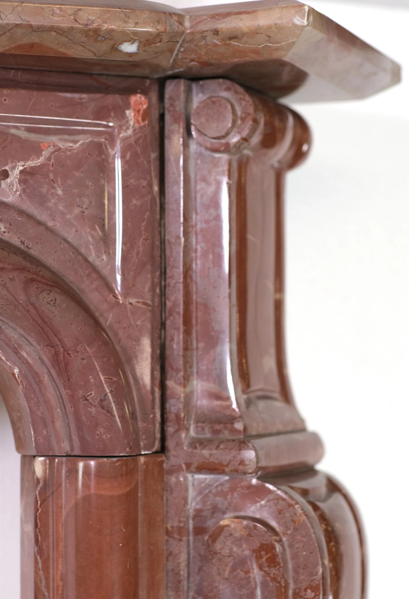 Vintage Italian Rouge Brown & Gray Marble Mantel 6 Vintage Italian Rouge Brown & Gray Marble Mantel - Image 4