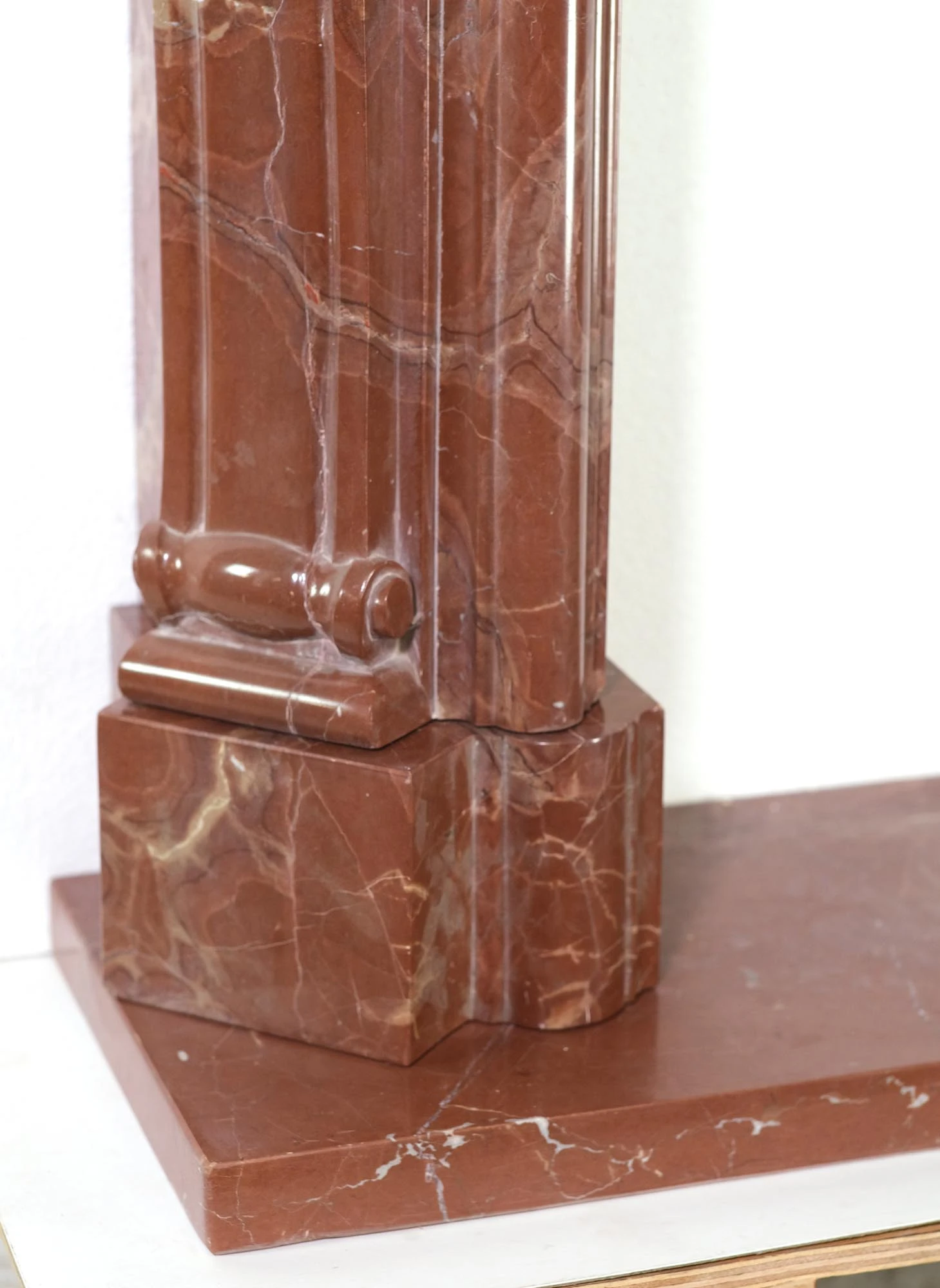 Vintage Italian Rouge Brown & Gray Marble Mantel 7 Vintage Italian Rouge Brown & Gray Marble Mantel - Image 5