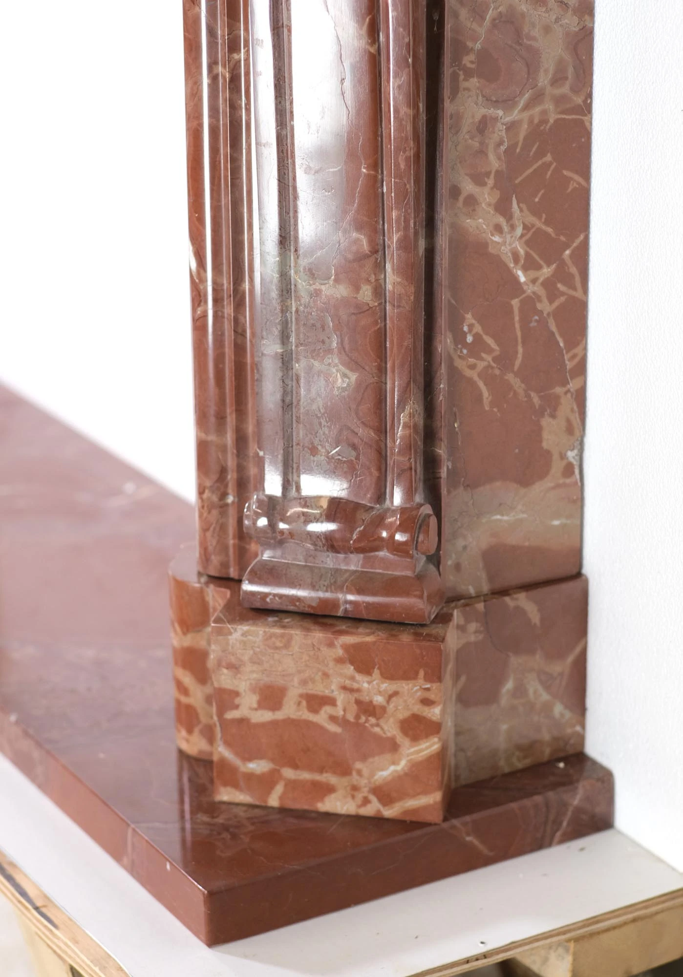 Vintage Italian Rouge Brown & Gray Marble Mantel 8 Vintage Italian Rouge Brown & Gray Marble Mantel - Image 6