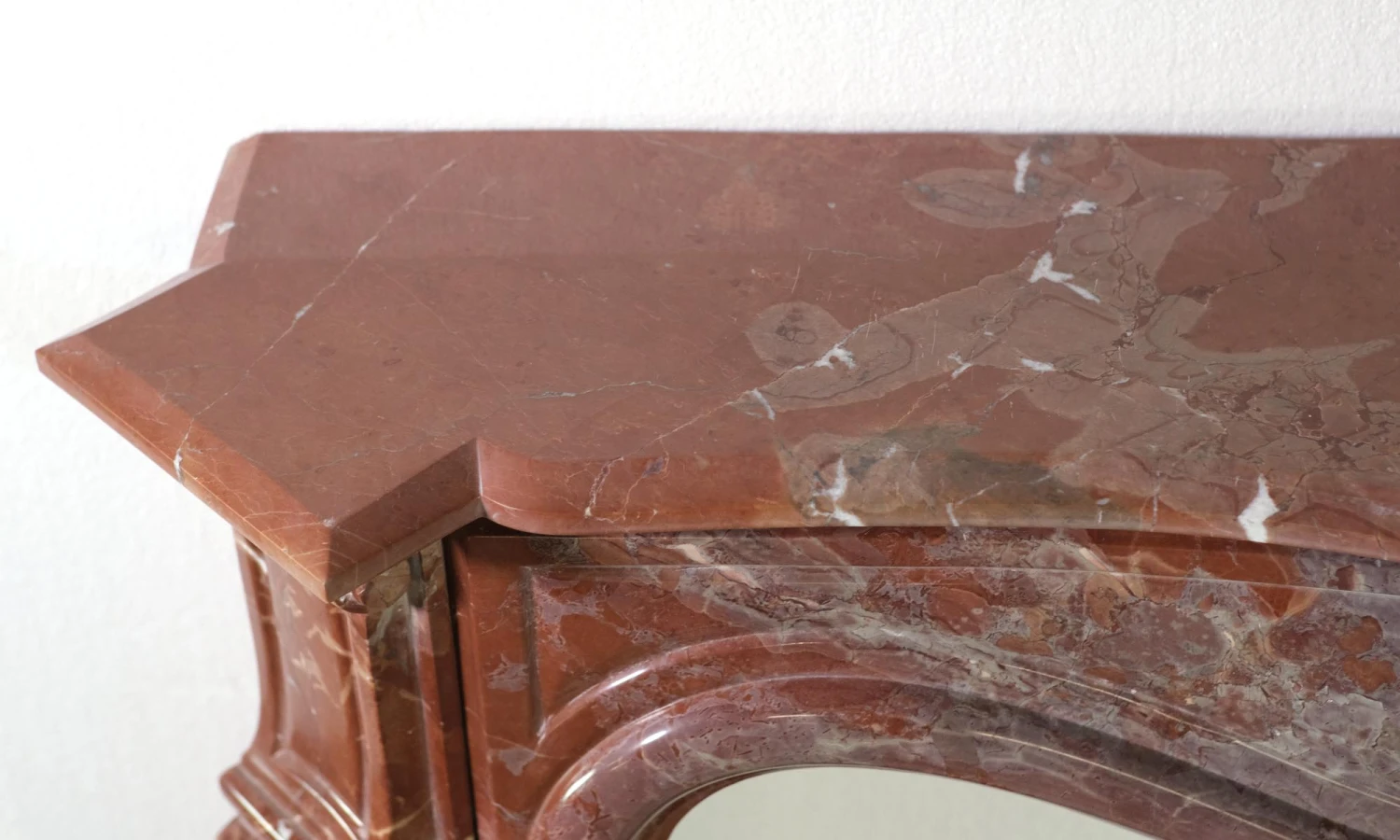 Vintage Italian Rouge Brown & Gray Marble Mantel 11 Vintage Italian Rouge Brown & Gray Marble Mantel - Image 9