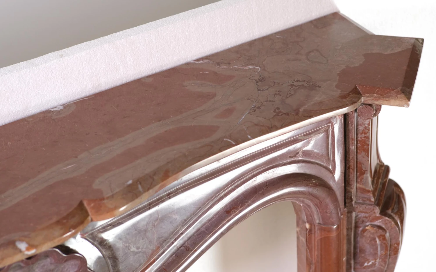 Vintage Italian Rouge Brown & Gray Marble Mantel 12 Vintage Italian Rouge Brown & Gray Marble Mantel - Image 10