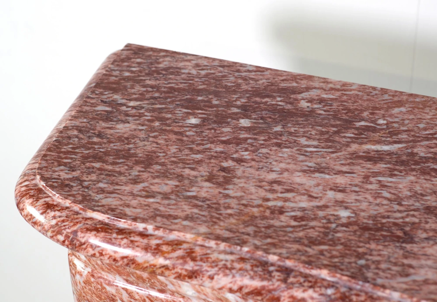 Vintage Louis XV Style Italian Brown & White Marble Mantel 9 Vintage Louis XV Style Italian Brown & White Marble Mantel - Image 7