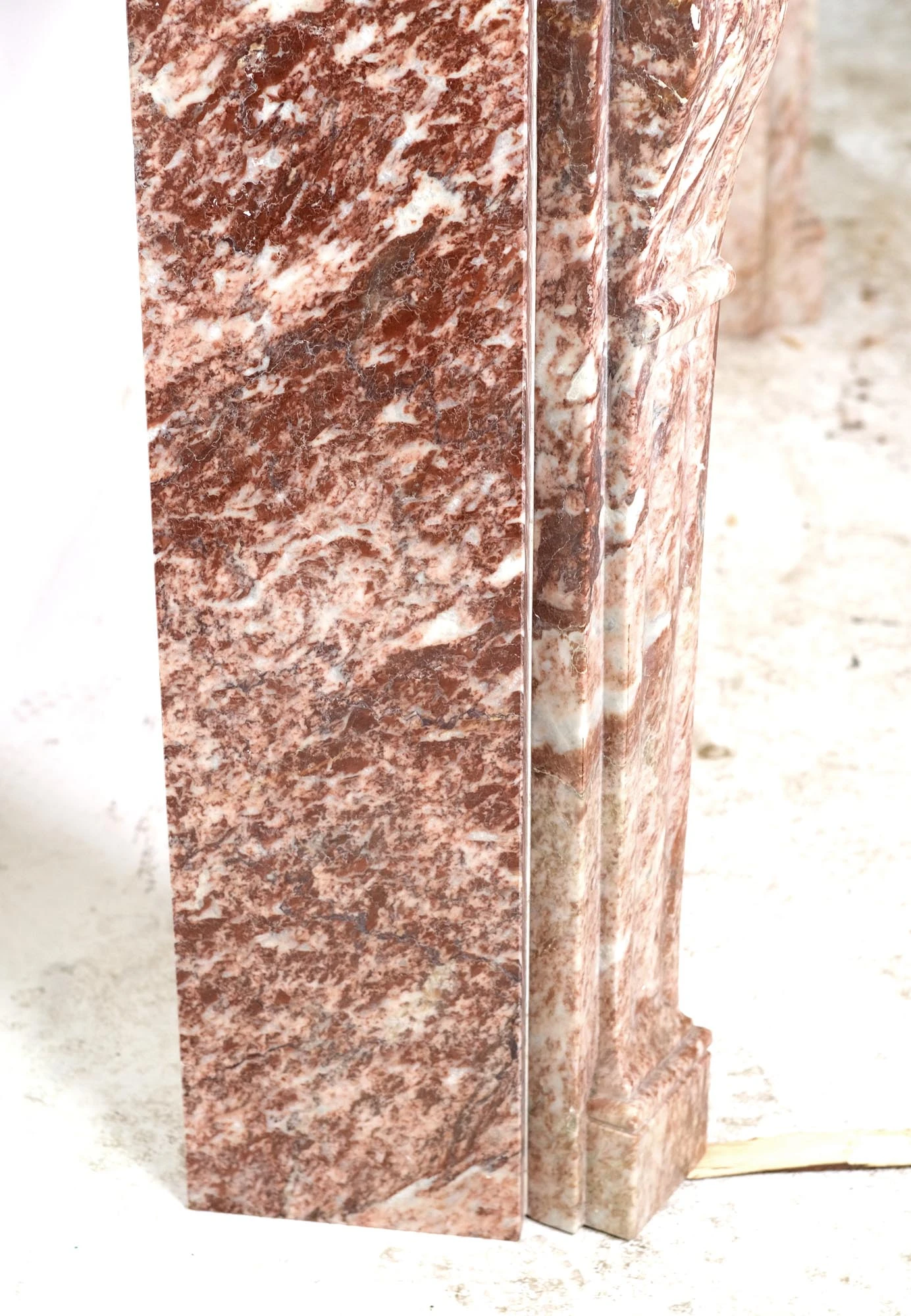 Vintage Louis XV Style Italian Brown & White Marble Mantel 11 Vintage Louis XV Style Italian Brown & White Marble Mantel - Image 9