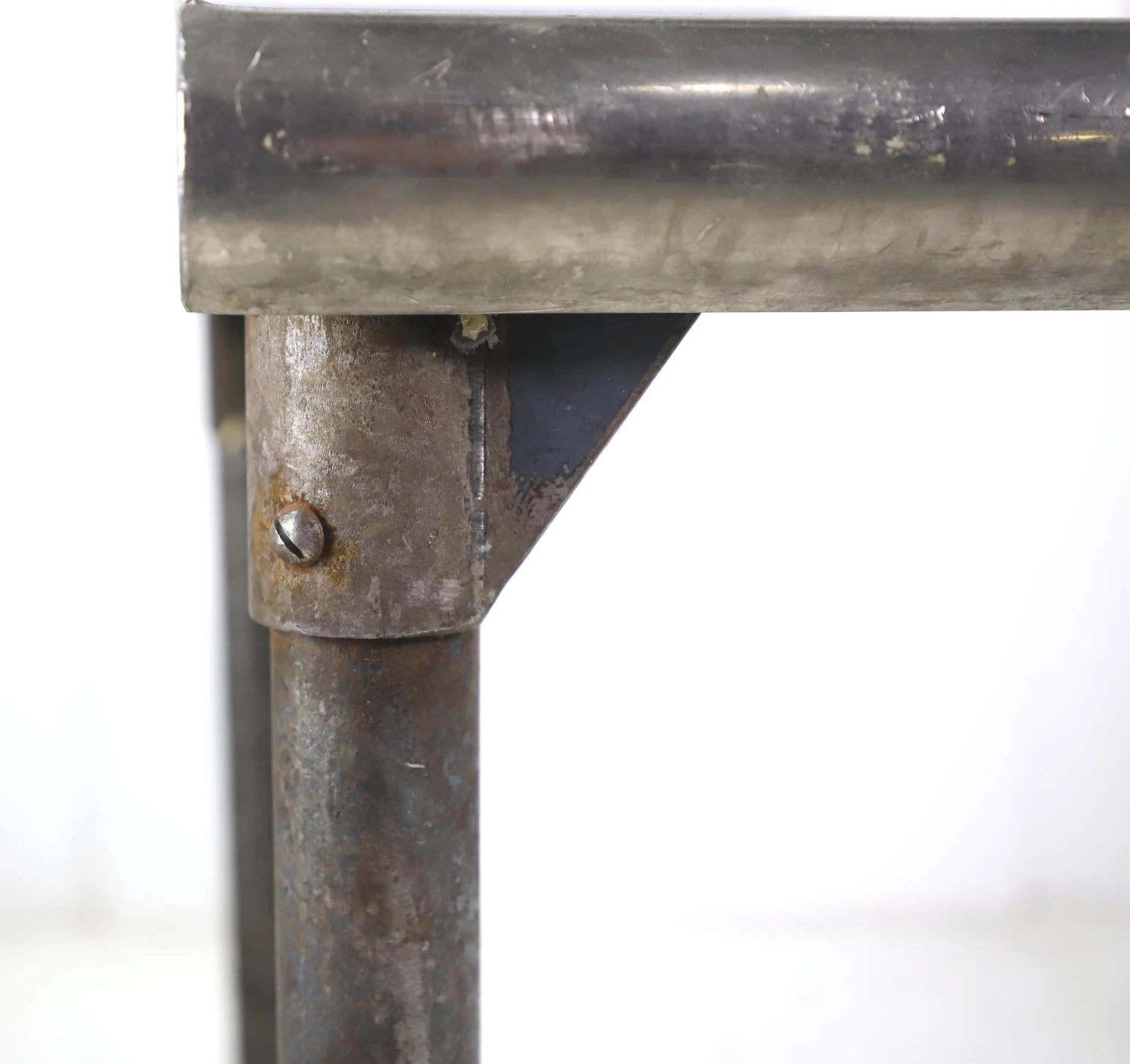 Reclaimed Commercial Stainless Steel Corner Work Table 8 Reclaimed Commercial Stainless Steel Corner Work Table - Image 6