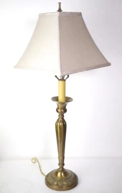 Pair Of Traditional Ribbed Patina Brass Table Lamps 21 Pair Of Traditional Ribbed Patina Brass Table Lamps -OGT Sale Store q279998 10