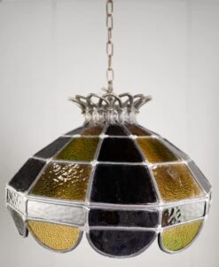 Vintage Tiffany Style Stained Yellow & Brown Glass Pendant Light 19 Vintage Tiffany Style Stained Yellow & Brown Glass Pendant Light -OGT Sale Store q280058 06