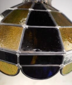 Vintage Tiffany Style Stained Yellow & Brown Glass Pendant Light 20 Vintage Tiffany Style Stained Yellow & Brown Glass Pendant Light -OGT Sale Store q280058 07