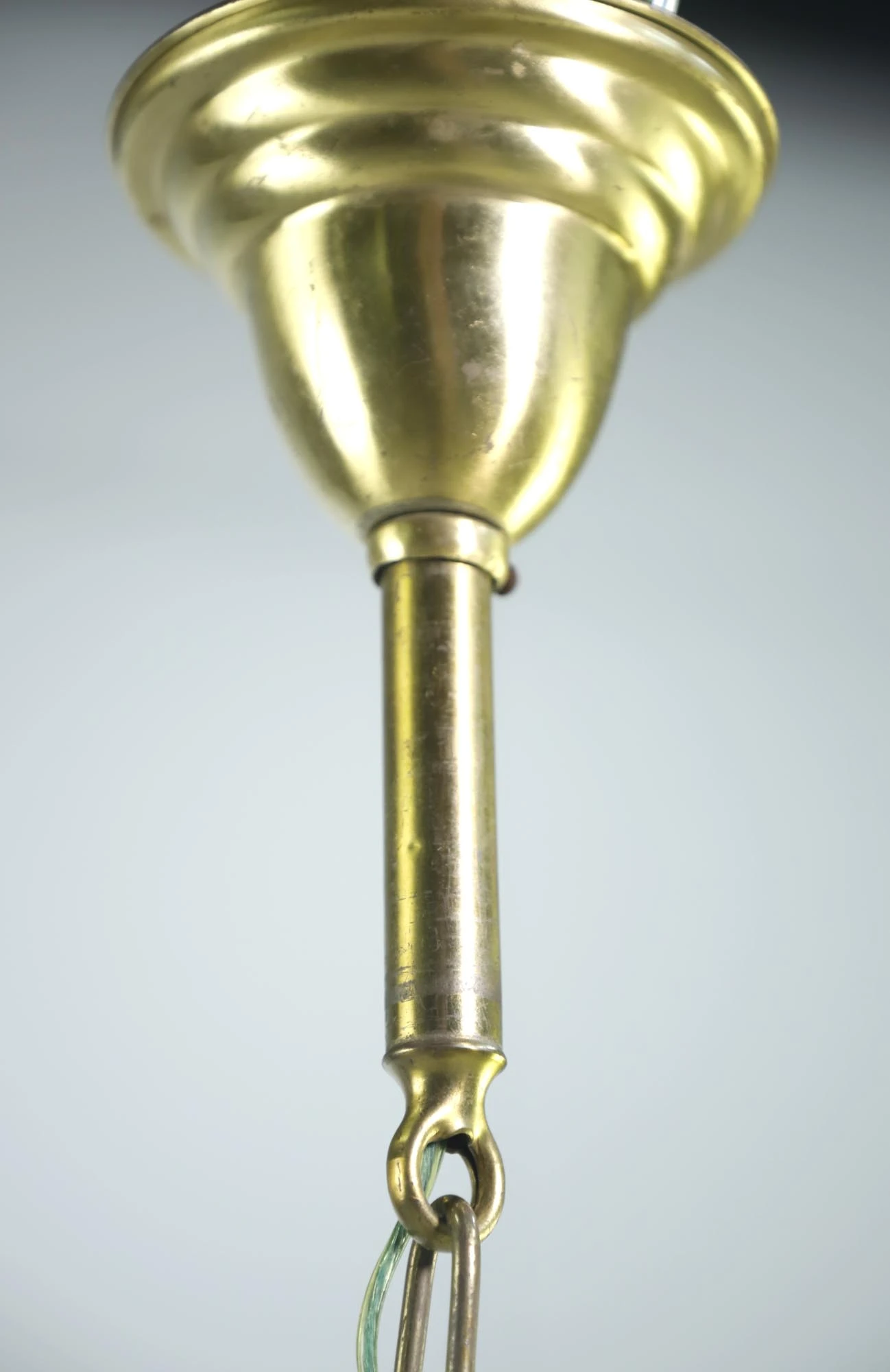 Industrial Green Frosted Globe Glass Brass Pendant Light 6 Industrial Green Frosted Globe Glass Brass Pendant Light - Image 4