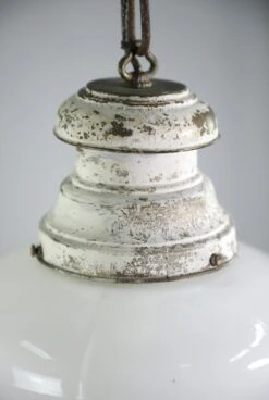 Antique 8 In. Milk Glass Brass Chain Schoolhouse Pendant Light 14 Antique 8 In. Milk Glass Brass Chain Schoolhouse Pendant Light -OGT Sale Store q280257 04