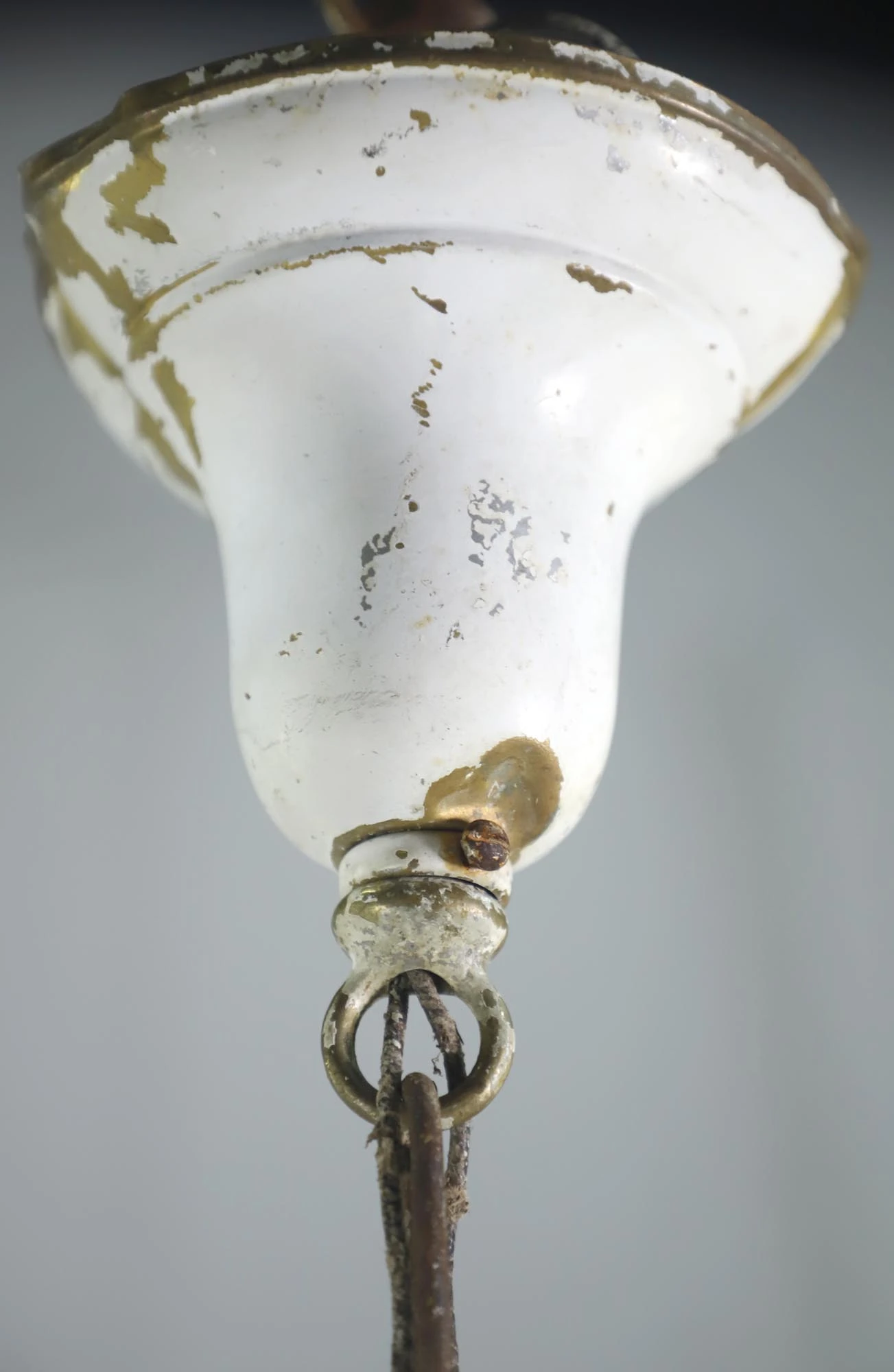 Antique 8 In. Milk Glass Brass Chain Schoolhouse Pendant Light 8 Antique 8 In. Milk Glass Brass Chain Schoolhouse Pendant Light - Image 6