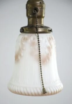 Antique Pink & White Milk Glass Brass Chain Pendant Light 14 Antique Pink & White Milk Glass Brass Chain Pendant Light -OGT Sale Store q280284 04