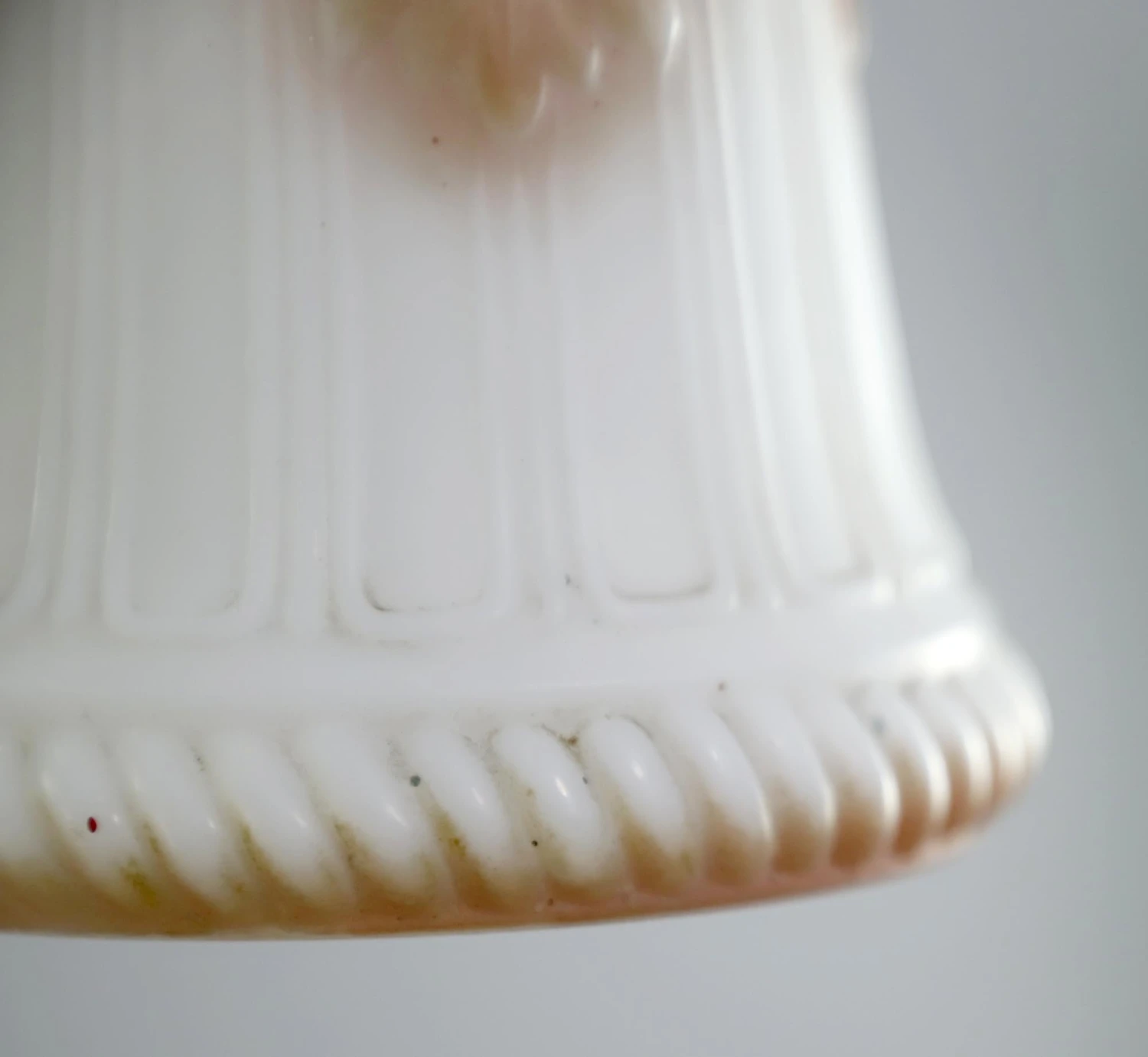 Antique Pink & White Milk Glass Brass Chain Pendant Light 8 Antique Pink & White Milk Glass Brass Chain Pendant Light - Image 6