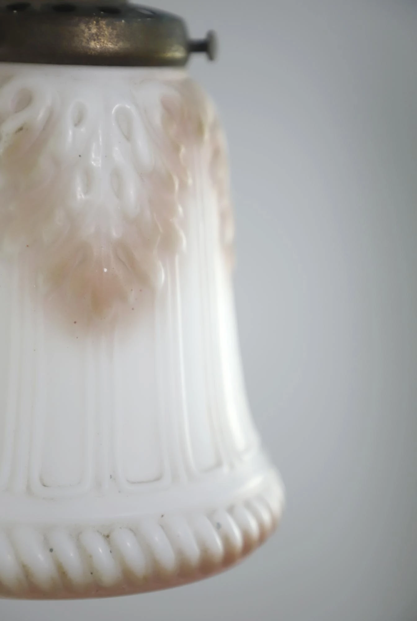 Antique Pink & White Milk Glass Brass Chain Pendant Light 9 Antique Pink & White Milk Glass Brass Chain Pendant Light - Image 7