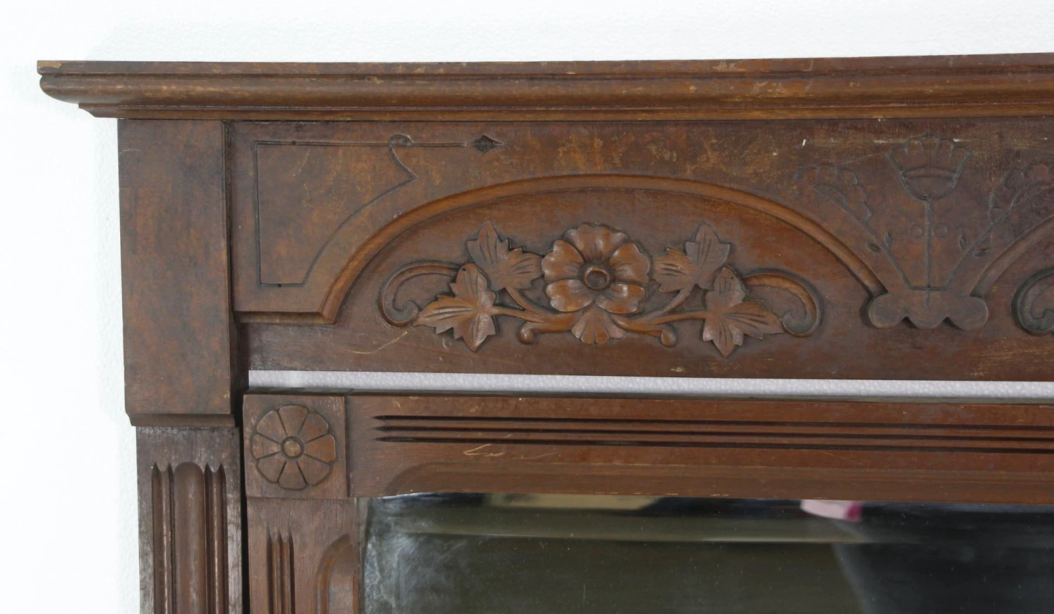 French Beveled Mahogany Carved Frame Tabletop Vanity Mirror 6 French Beveled Mahogany Carved Frame Tabletop Vanity Mirror - Image 4