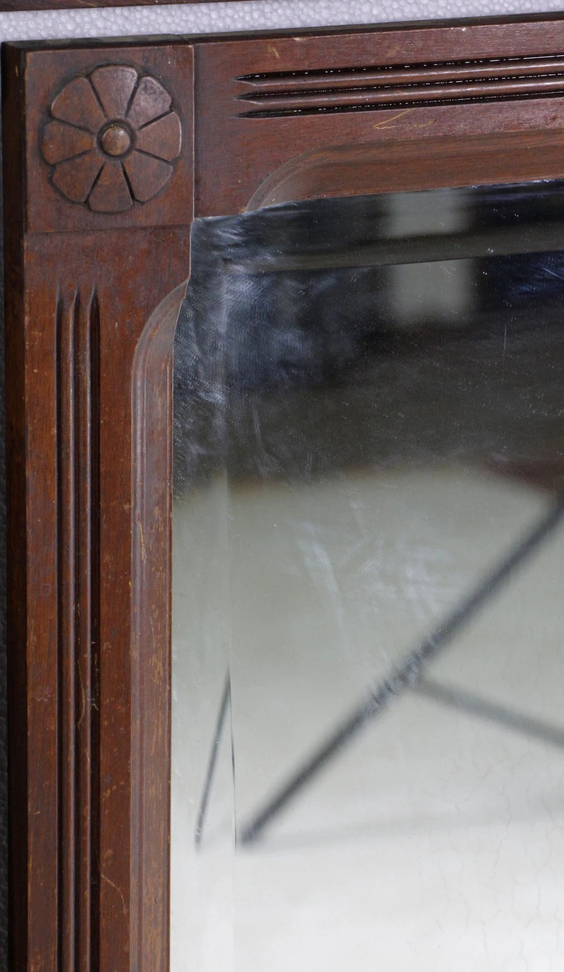 French Beveled Mahogany Carved Frame Tabletop Vanity Mirror 9 French Beveled Mahogany Carved Frame Tabletop Vanity Mirror - Image 7