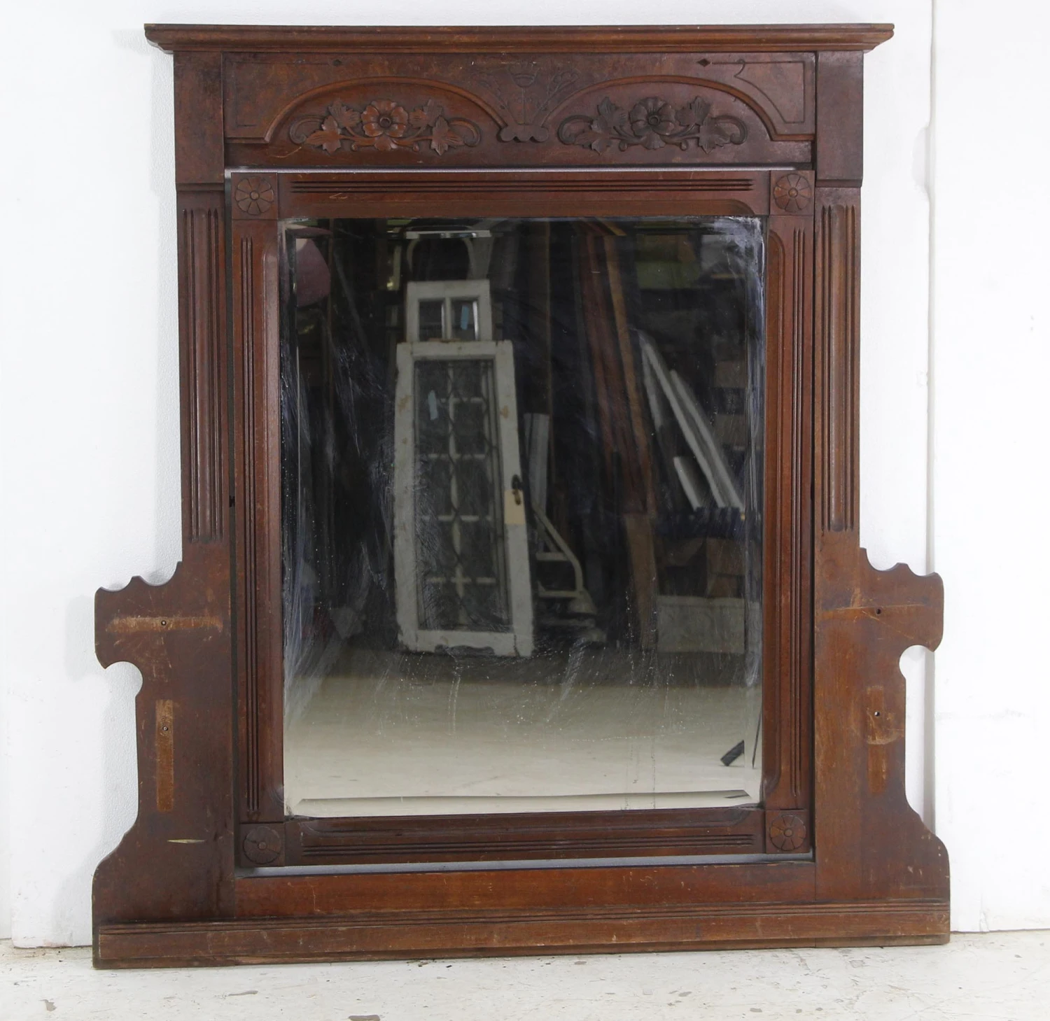 French Beveled Mahogany Carved Frame Tabletop Vanity Mirror 18 French Beveled Mahogany Carved Frame Tabletop Vanity Mirror - Image 16