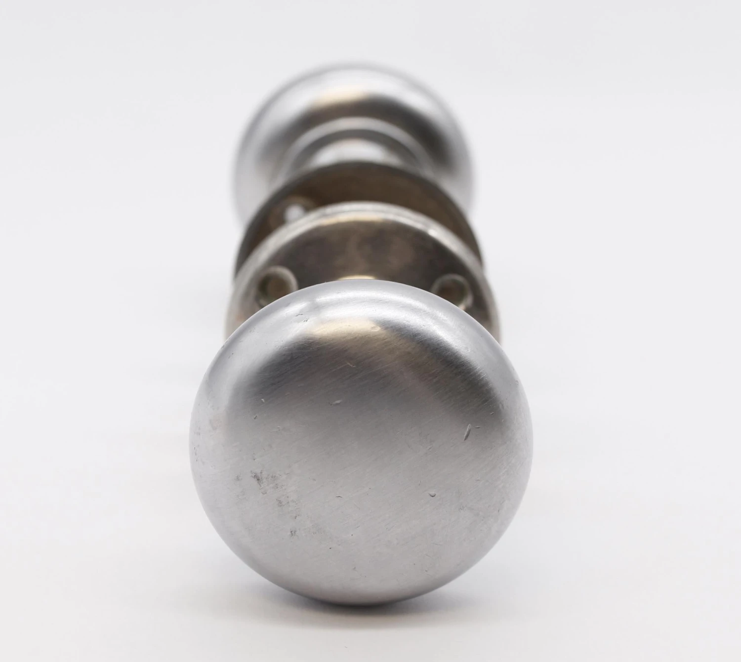 Vintage Brushed Nickeled Brass Passage Door Knob Set 7 Vintage Brushed Nickeled Brass Passage Door Knob Set - Image 5