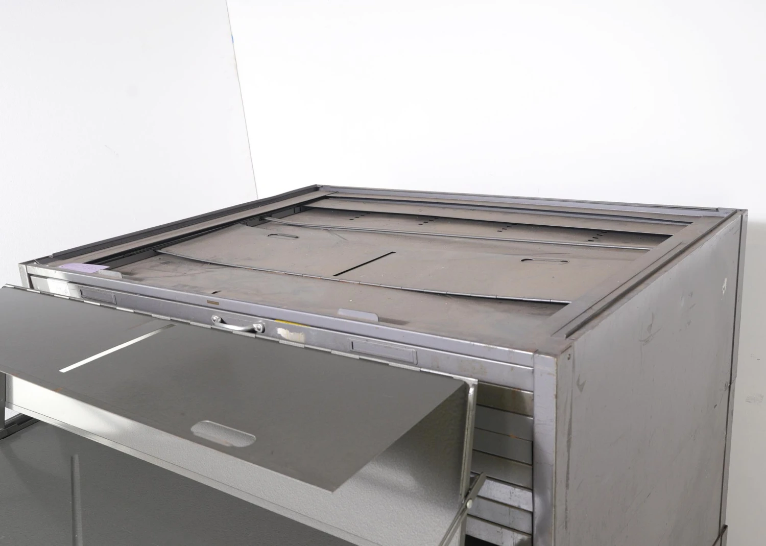 Flat Steel File Cabinet With Fold Out Table In Each Drawer 8 Flat Steel File Cabinet With Fold Out Table In Each Drawer - Image 6
