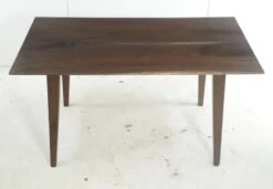 Handcrafted 4.5 Ft. Walnut Resin Tapered Leg Dining Table 18 Handcrafted 4.5 Ft. Walnut Resin Tapered Leg Dining Table -OGT Sale Store q280549 08