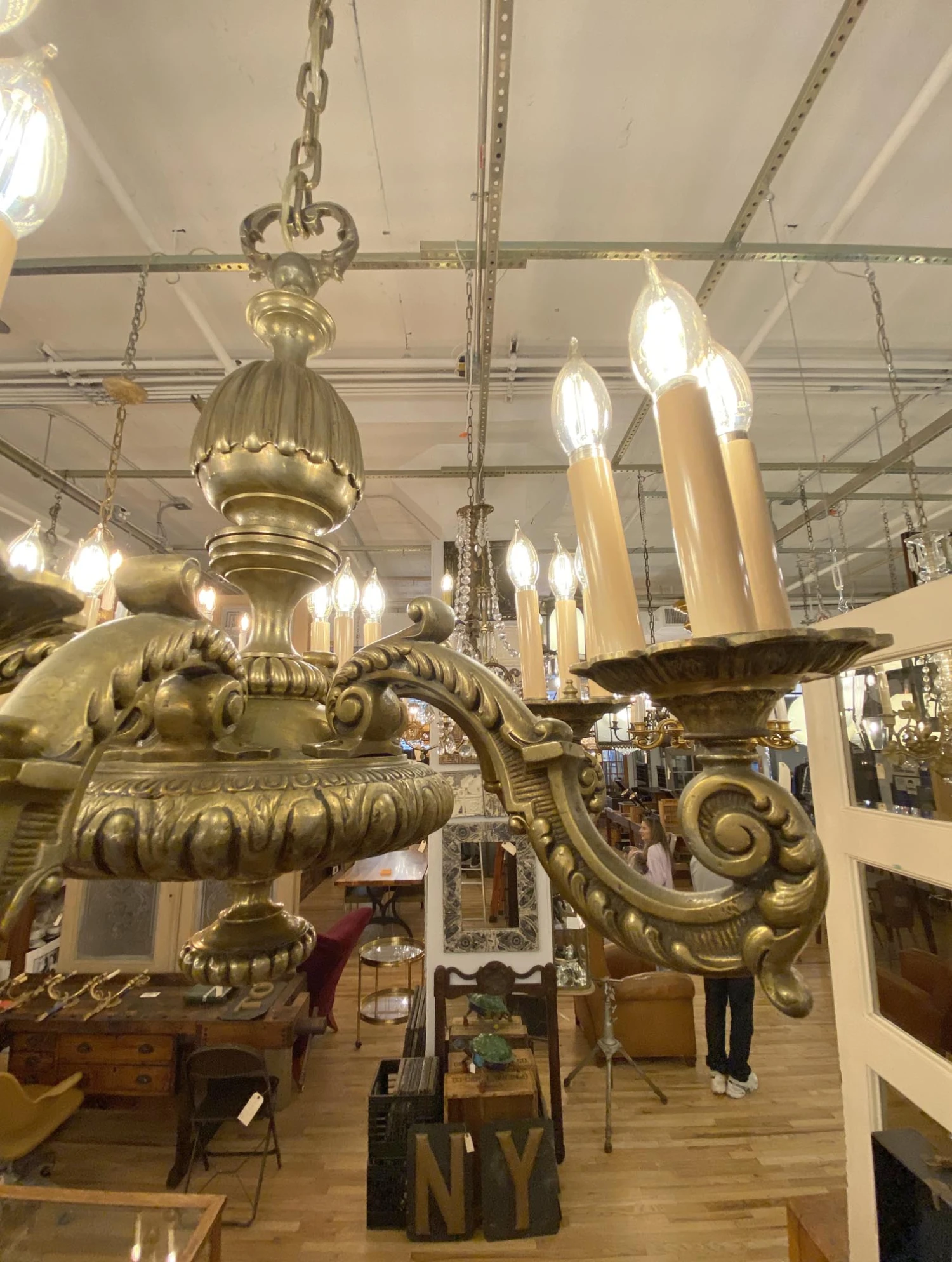 Antique 6 Arm 18 Light French Bronze Chandelier 9 Antique 6 Arm 18 Light French Bronze Chandelier - Image 7