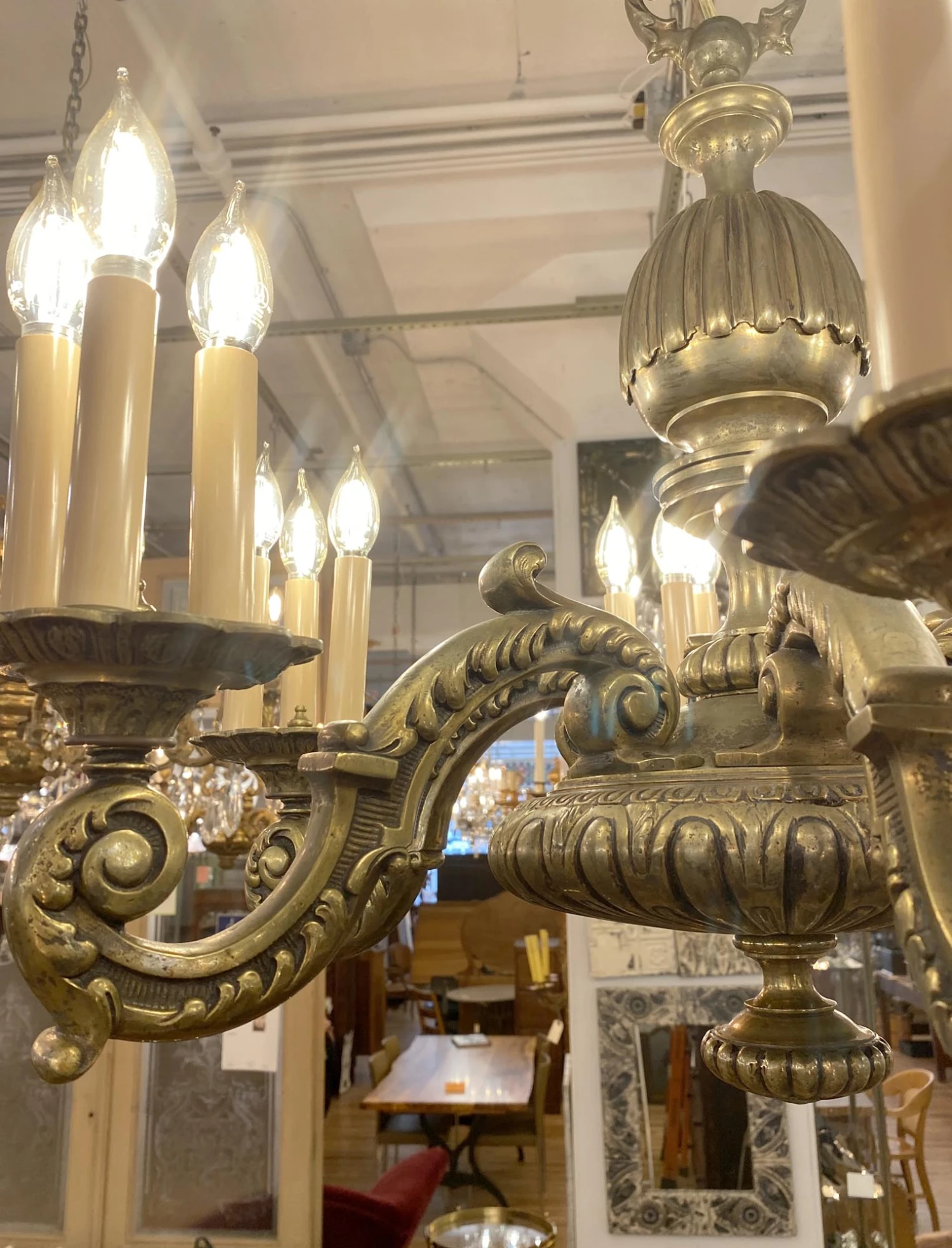 Antique 6 Arm 18 Light French Bronze Chandelier 11 Antique 6 Arm 18 Light French Bronze Chandelier - Image 9