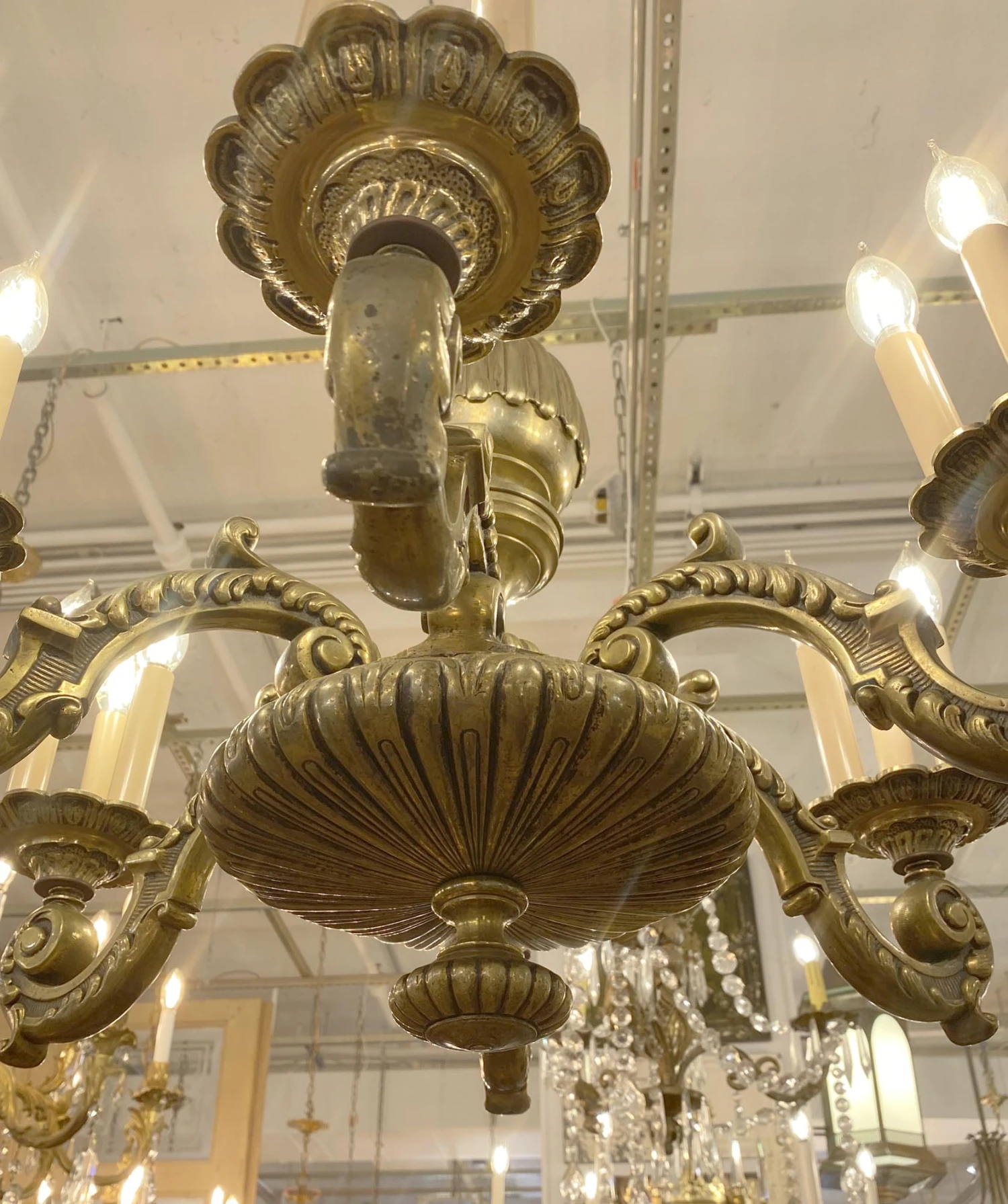 Antique 6 Arm 18 Light French Bronze Chandelier 13 Antique 6 Arm 18 Light French Bronze Chandelier - Image 11