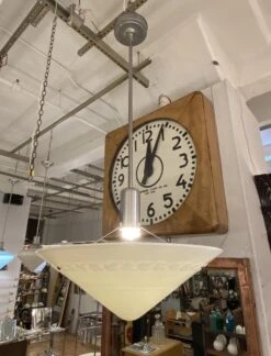 Art Deco Oak Leaf Milk Glass Dish Pendant Light 15 Art Deco Oak Leaf Milk Glass Dish Pendant Light -OGT Sale Store q281706 04