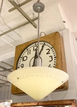 Art Deco Oak Leaf Milk Glass Dish Pendant Light 19 Art Deco Oak Leaf Milk Glass Dish Pendant Light -OGT Sale Store q281706 08